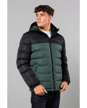 Tokyo Laundry Colour Block Hooded Padded Jacket With Microfleece Lining - Grey