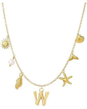 The Jewellery Stockroom Plated Sea And Initial Life Statement Charm Necklace - Metallic