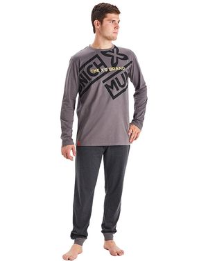 Munich Winter Pyjamas Long Sleeve Round Neck Mu1 - Grey