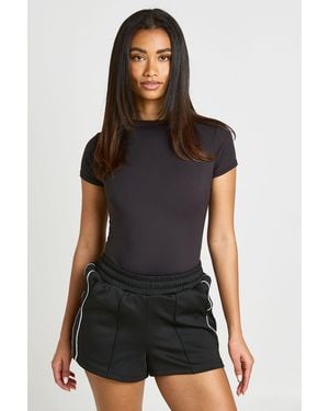 Boohoo Second Skin Short Sleeve High Neck Bodysuit - Black