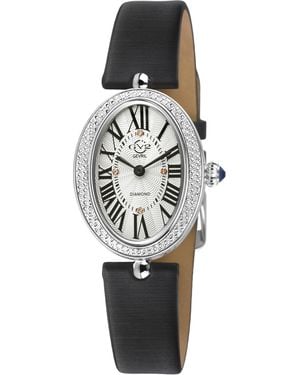 Gv2 Piazza Navona Swiss Quartz Diamond/ Dial, Handmade Italian Leather Watch - Black