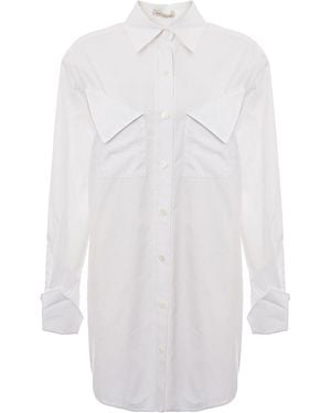 Emilia Wickstead Bexley Italian Double Cloque Longline Cotton Shirt - White