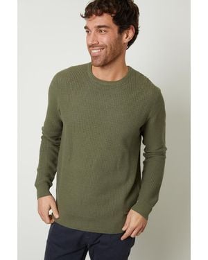 Threadbare Crochet Knit Crew Neck Jumper - Green