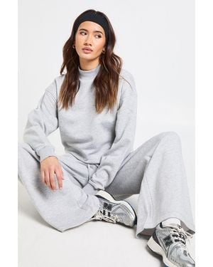 Boohoo Extended Neck Sweatshirt Tracksuit - Grey