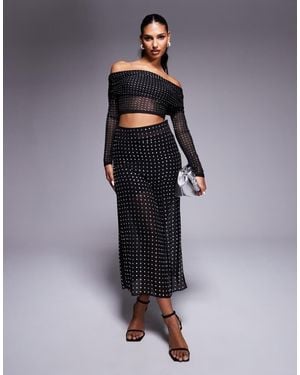 ASOS Sheer Hotfix Maxi Skirt - Blue