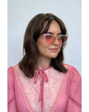 SVNX Cat-Eye Diamante Sunglasses - Pink