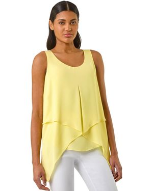 Roman Asymmetric Sleeveless Vest Top - Yellow