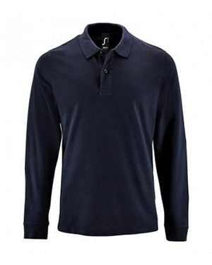Sol's Perfect Long Sleeve Pique Polo Shirt (French) - Blue