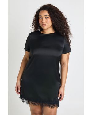 Boohoo Plus Lace Trim Mini Dress - Black