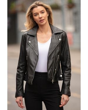 Ashwood Leather 'Ciara' Real Biker Jacket - Grey