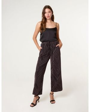 Blue Vanilla Draw Cord Lurex Trousers - Multicolour