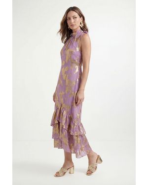 Wallis Petite Metallic Ruffle Hem Maxi Dress - Pink