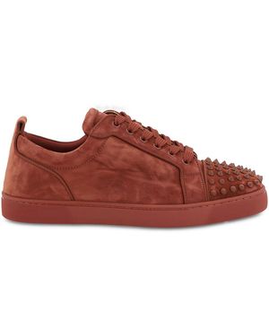 Christian Louboutin Rust Fabric Trainers - Red