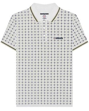 Lambretta Ss25 Geometric Polo Shirt /Cashew) Cotton - Blue