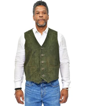 Infinity Leather Classic Goat Suede Waistcoat-Norwich - Green