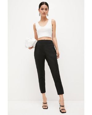 Karen Millen Petite Essential Techno Woven Crop Trouser - Black
