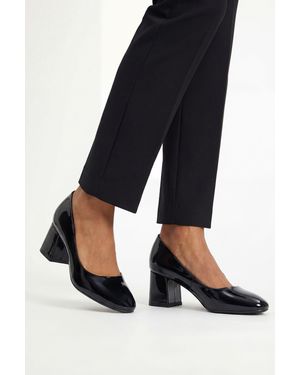 Good for the Sole Bea Faux Patent Leather Medium Block Heel Court Shoes - Black