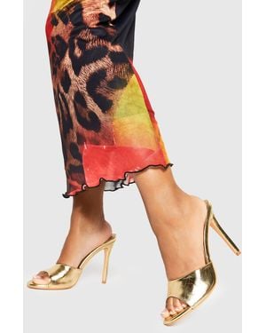 Boohoo Metallic Heeled Mules - Red