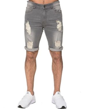Enzo Ripped Skinny Shorts - Grey