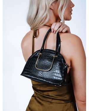 SVNX Dual Handle Croc Grab Bag - Black