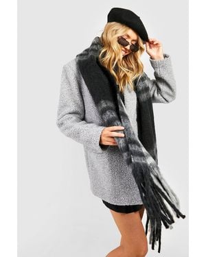Boohoo Mono Chrome Checked Scarf - Black