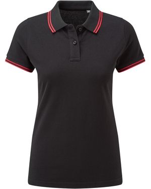 Asquith & Fox Ladies Classic Fit Tipped Polo - Black