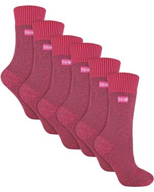 THMO 6 Pairs Ladies Soft Breathable Thermal Socks - Pink