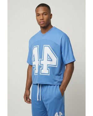 BoohooMAN Mesh 44 Printed Basket Ball Short - Blue