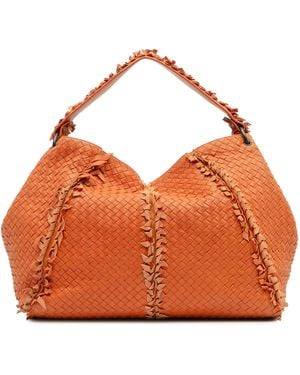 Bottega Veneta Woven Leather Hobo Bag - Orange