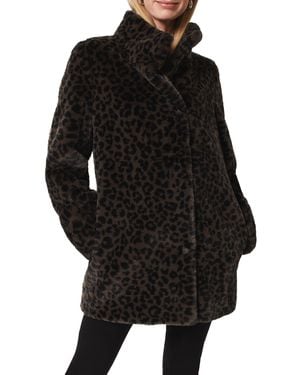 Hobbs Maddox High Neck Faux Fur Coat - Black