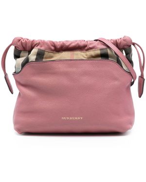 Burberry Pre-Owned House Check Canvas And Calfskin Little Crush Crossbody - Pink