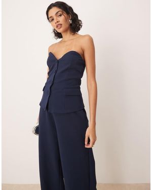 Vila Structured Jersey Strapless Waistcoat Co-Ord - Blue