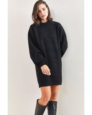 Bianco Lucci Textured Knit Dress - Blue