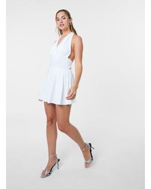 Pink Vanilla Slinky Halter Mini Dress - White