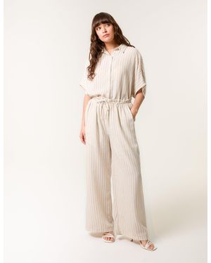 Blue Vanilla Paperbag Waist Pinstripe Trouser - Natural