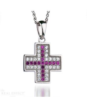 Orphelia 925 Sterling Chain With Pendant - Purple