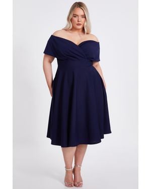 Quiz Curve Bardot Midi Dress - Blue