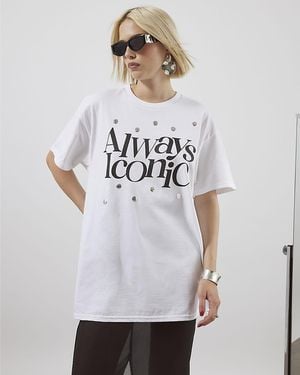 River Island T-Shirt Short Sleeve Always Iconic Cotton - Grey