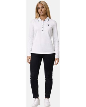 U.S. POLO ASSN. Poloshirt Met Lange Mouwen En Stretch - Wit