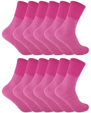 Sock Snob 12 Pack Ladies Non Elastic Thermal Diabetic Socks - Pink