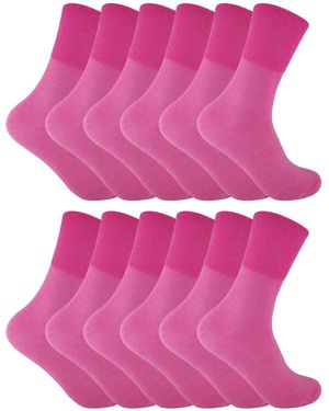 Sock Snob 12 Pack Ladies Non Elastic Thermal Diabetic Socks - Pink