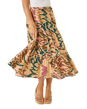 Roman Petite Abstract Tiered Midi Skirt - Multicolour