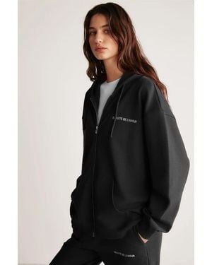 Grimelange Hooded Zip-Front Oversized Sweatshirt - Black