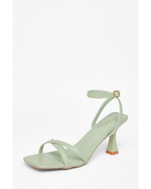 Quiz Strappy Flared Heels - Green