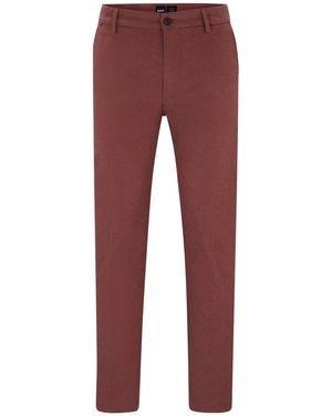 BOSS Flat Front Solid Patterned Chinos - Red
