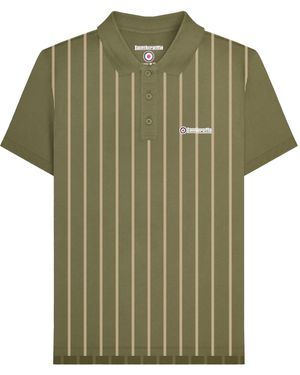 Lambretta Pinstripe Polo Shirt /Cream) Cotton - Green