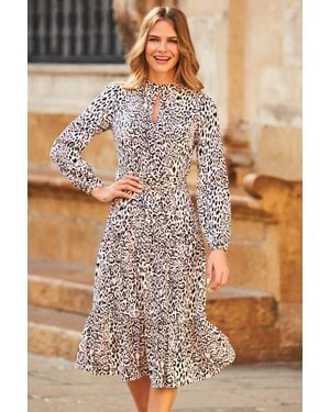Sosandar Baroque Print Keyhole Detail Belted Fit & Flare