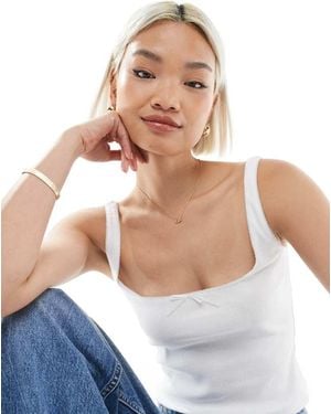 Miss Selfridge Picot Trim Bow Vest - White
