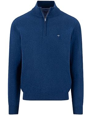 Fynch-Hatton Troyer Half Zip Knitwear Midnight - Blue