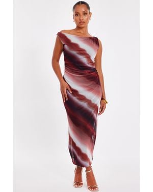 Quiz Petite Mesh Ombre Midaxi Dress - Red